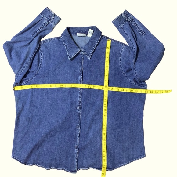 Liz Claiborne Denim Jacket Shirt Cinch Back Medium Wash Women Plus 3X - Picture 5 of 13